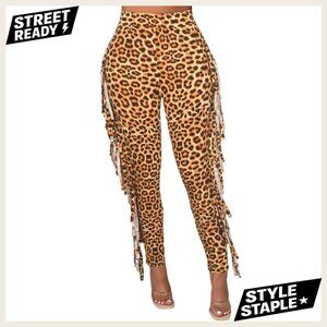 High Waist Fringe Tassel Bodycon Yoga Sweatpants Bandage Pants